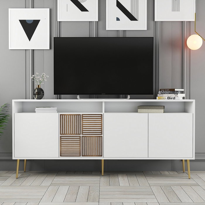 Hanah Home Milan Consola Blanco y Dorado